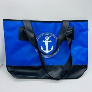 VITAMIN SEA BLUE AND BLACK WATERPROOF AND SAND PROOF ZIPPERED TOTE